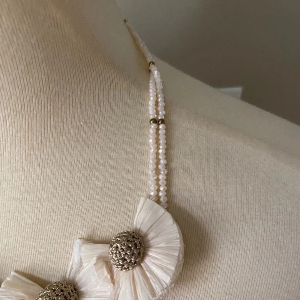 Anthropologie Rush  Raffia Bibb Necklace